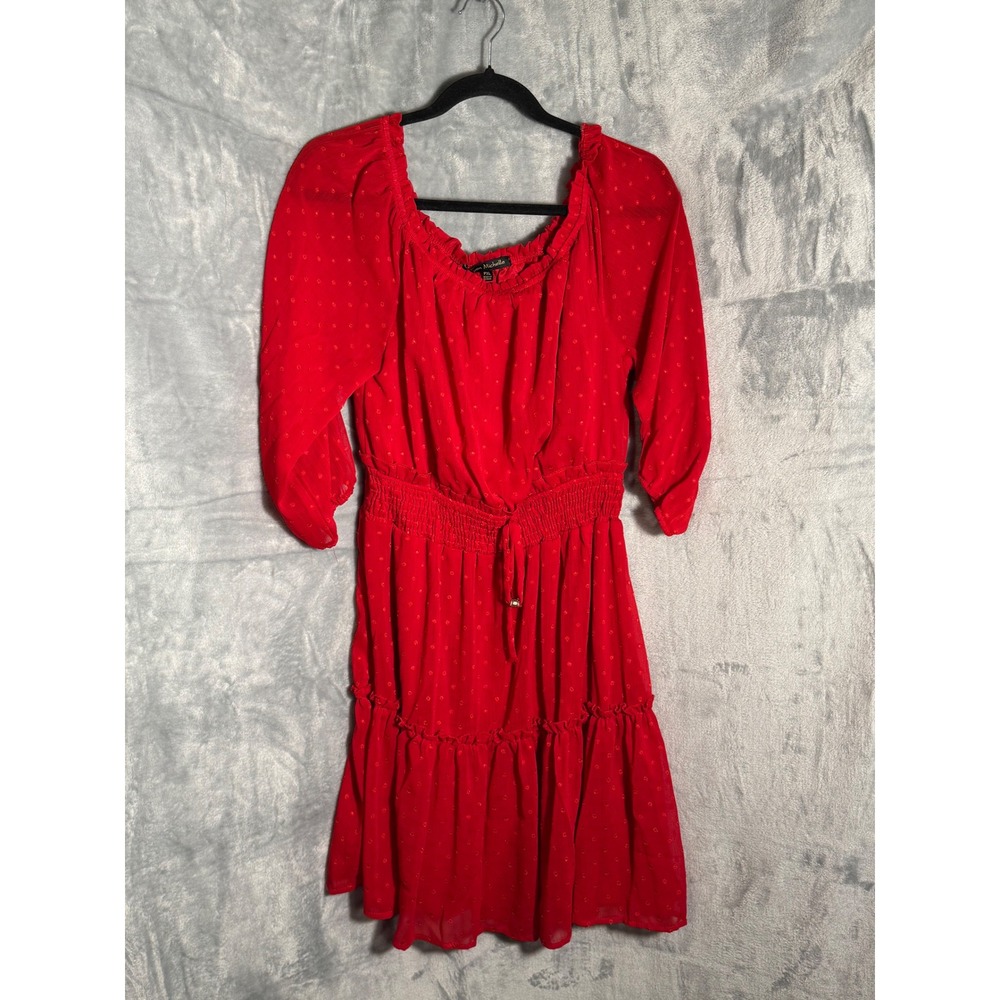Ryan Michelle Red Dot Smocked Waist Tiered Mini Dress Womens‎ PXL Petite 
XL